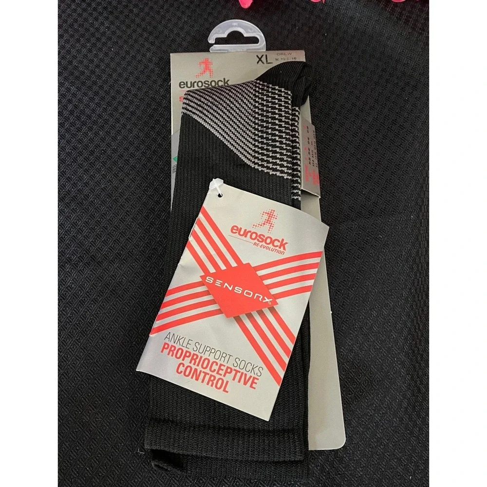 Eurosock Sensory Crew Re-Evolution Ankle Support Socks Black Grey XL 41802